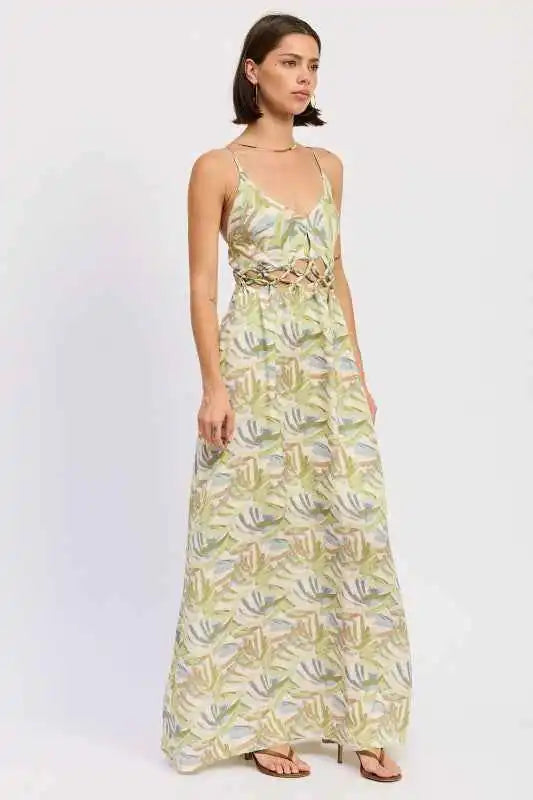 Floral Open‑Back Maxi Dress