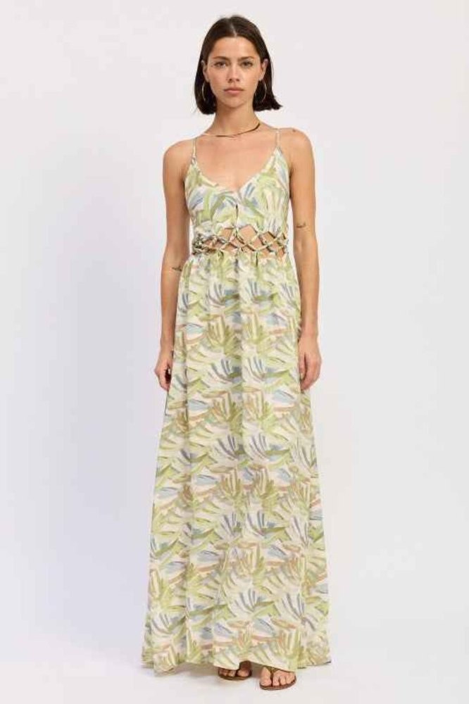 Floral Open‑Back Maxi Dress