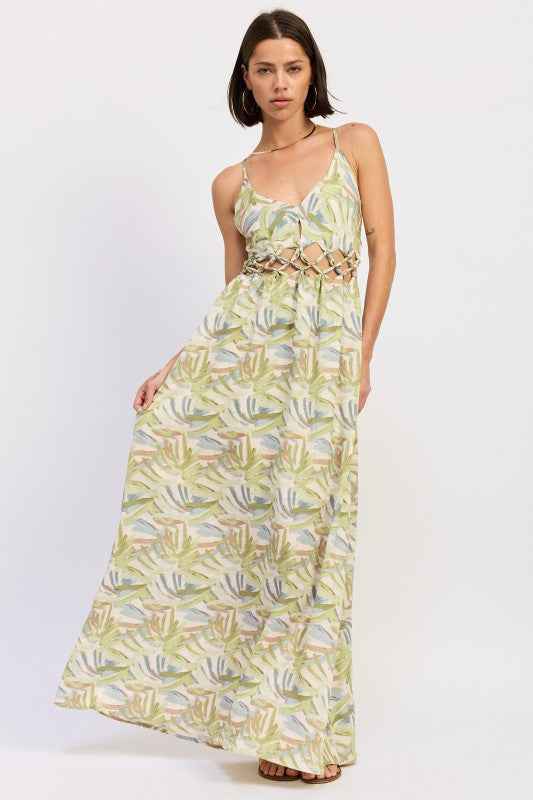 Floral Open‑Back Maxi Dress