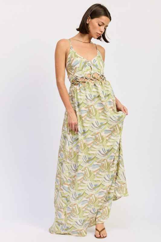 Floral Open‑Back Maxi Dress