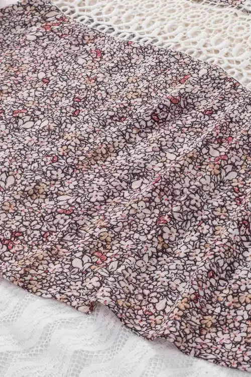 Floral Print Cami Top with Crochet Trim and Spaghetti Straps