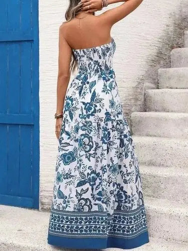 Women's Floral Maxi Dress | Strapless, Elegant Boho | Summer Style