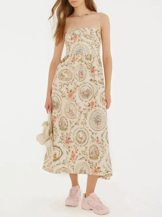 Floral Print Spaghetti Strap Midi Dress