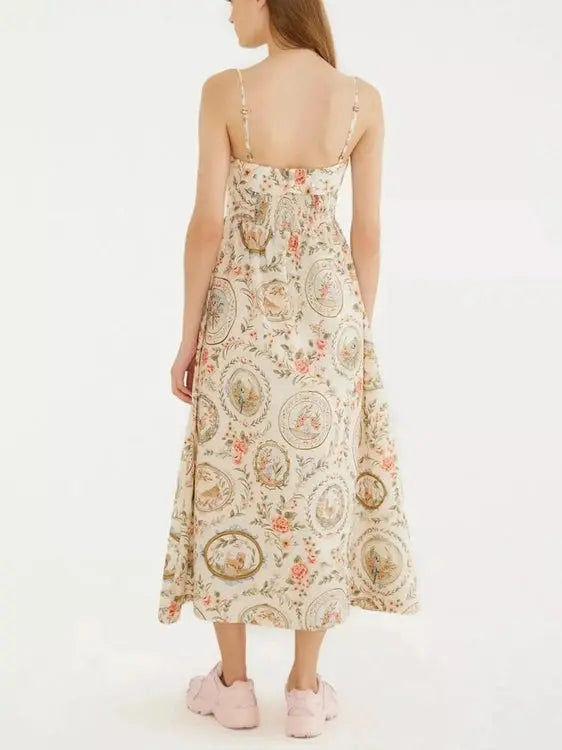 Floral Print Spaghetti Strap Midi Dress