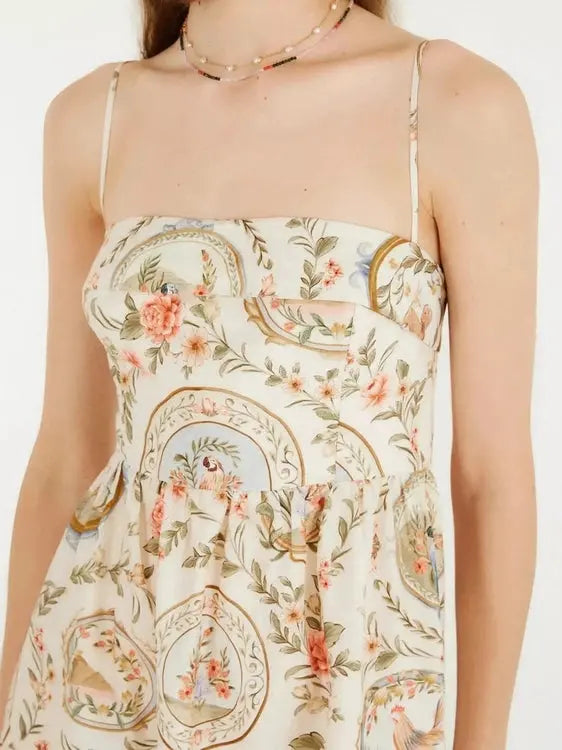 Floral Print Spaghetti Strap Midi Dress