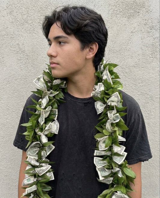 Thick Ti Leaf Money Lei (Open)