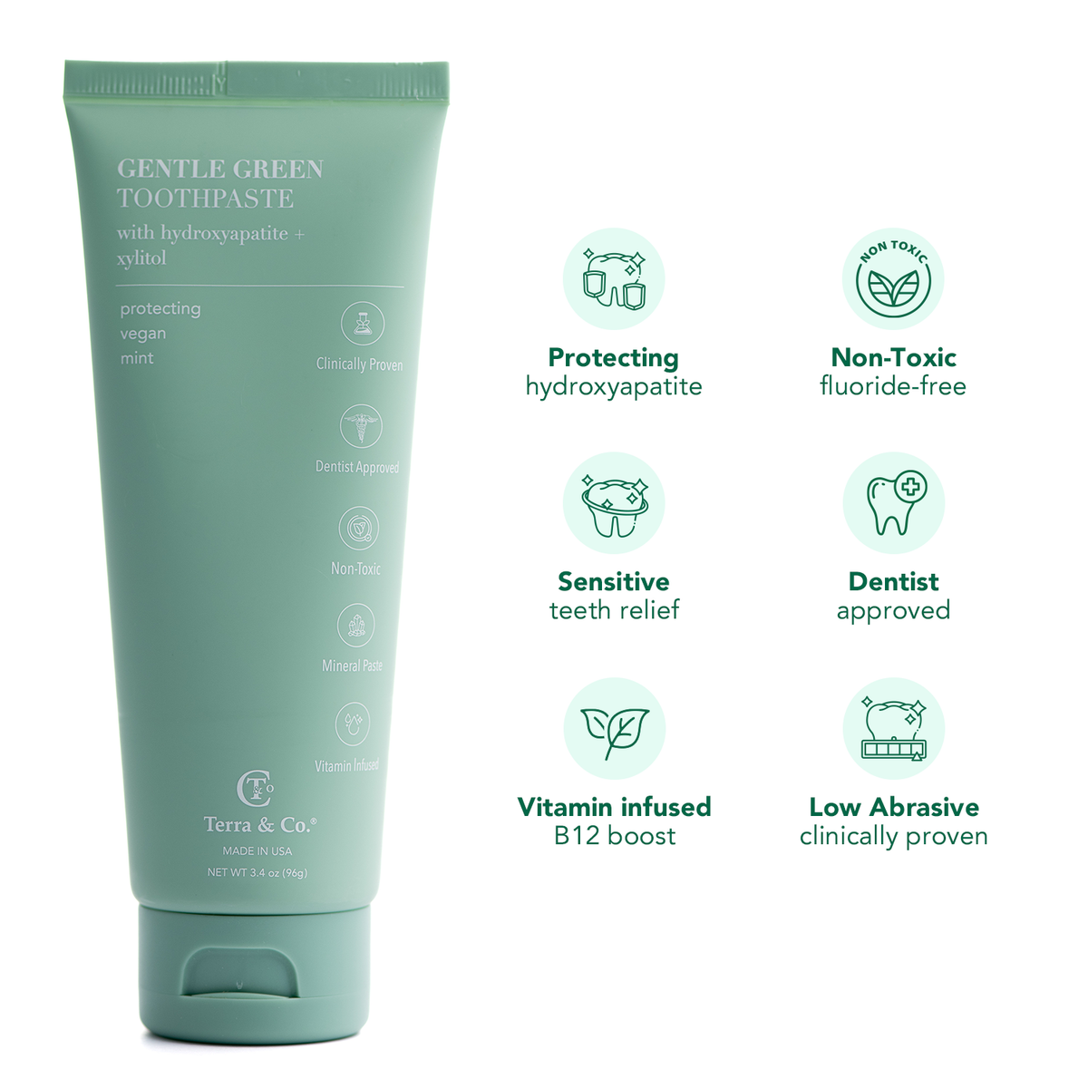 Gentle Green® Sensitive Toothpaste with Hydroxyapatite & B12