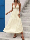 Women's Tiered Maxi Dress | Halter Neck, Boho Layered | Summer Dress