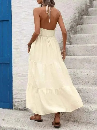 Women's Tiered Maxi Dress | Halter Neck, Boho Layered | Summer Dress