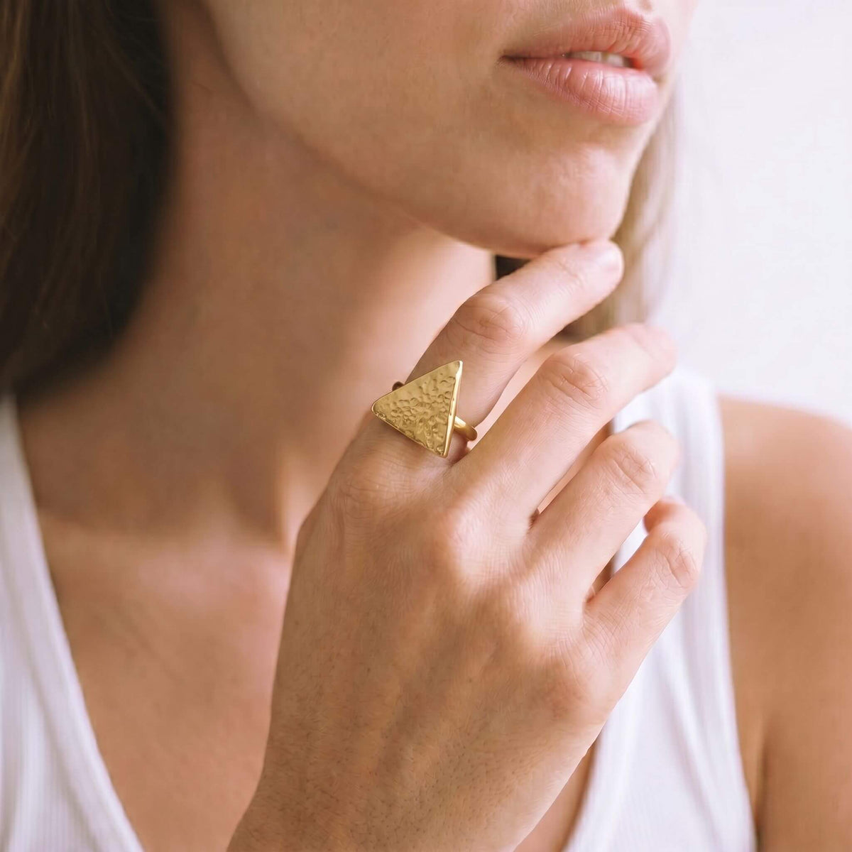 Hammered Smooth Triangle Ring | Pambo