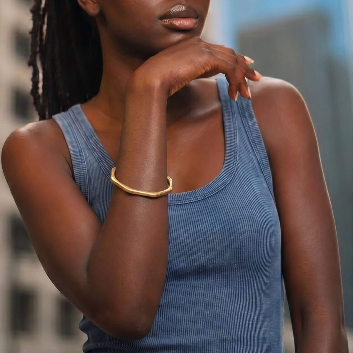 Octagon Stackable Bracelet | Pia Brass Bangle