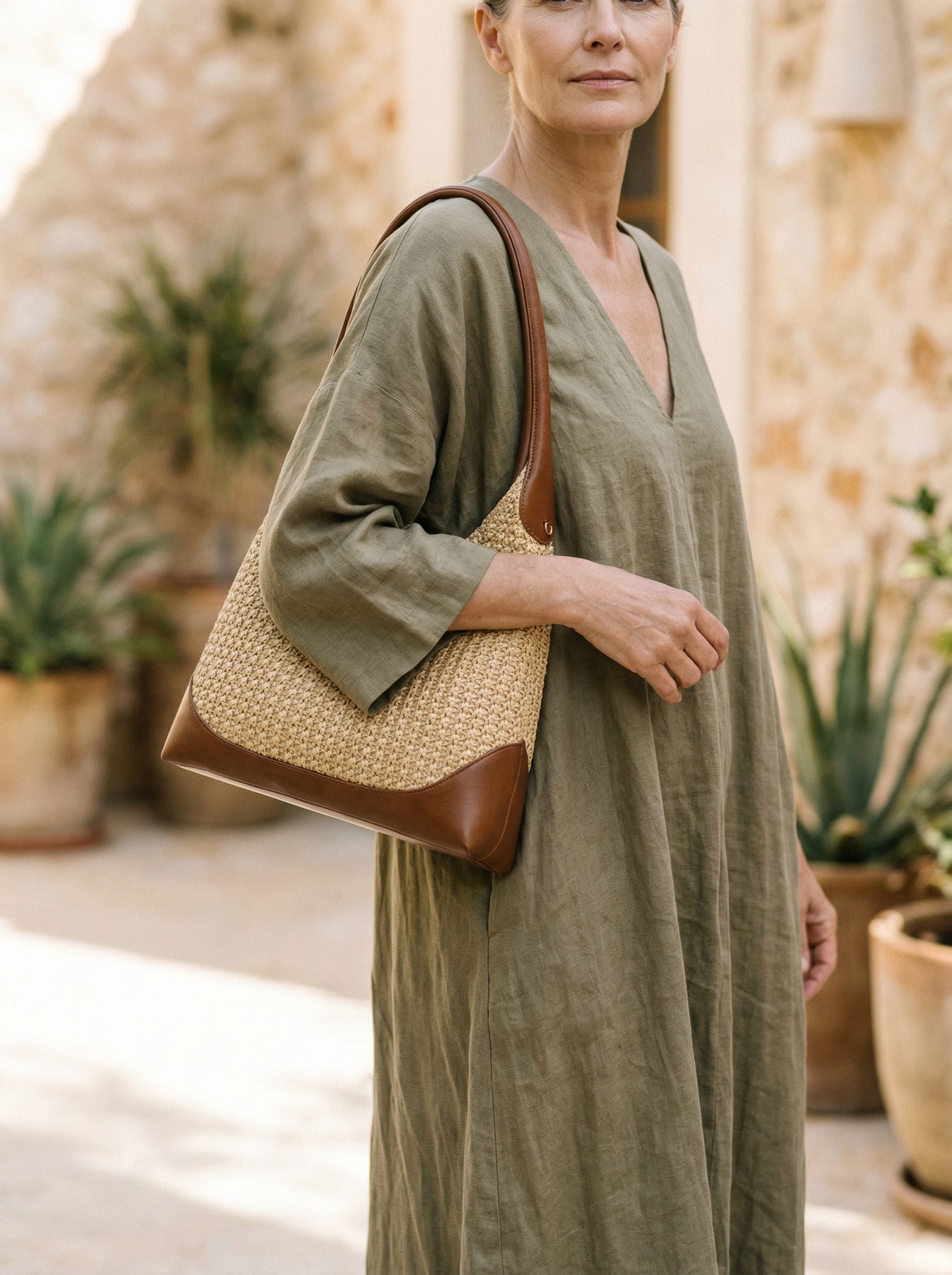 Artisanal Handwoven Colorblock Bucket Bag for Effortless Coastal Style