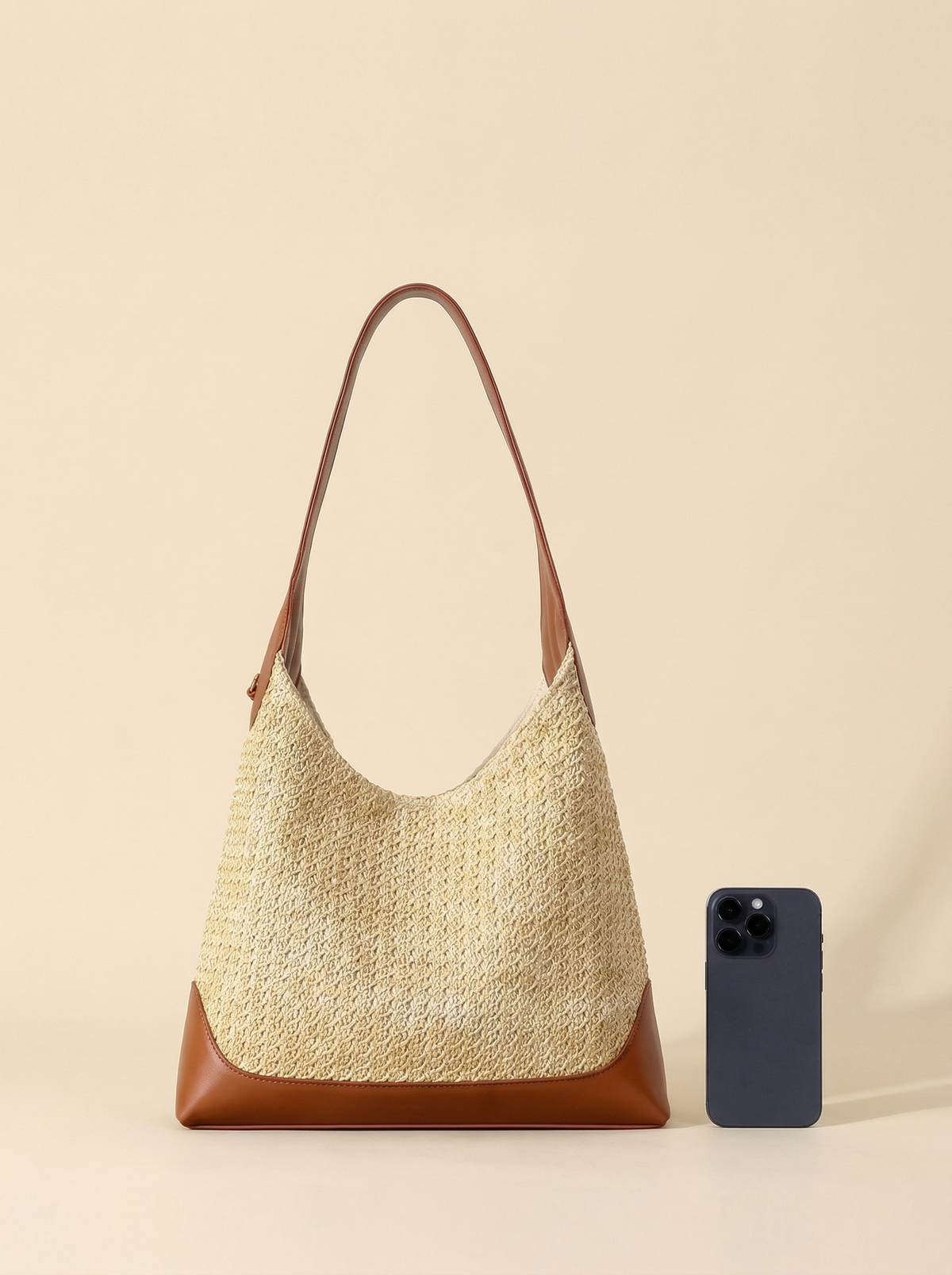 Artisanal Handwoven Colorblock Bucket Bag for Effortless Coastal Style