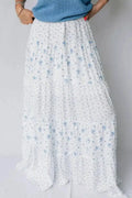 High Waist Floral Boho Maxi Skirt, Tiered Viscose