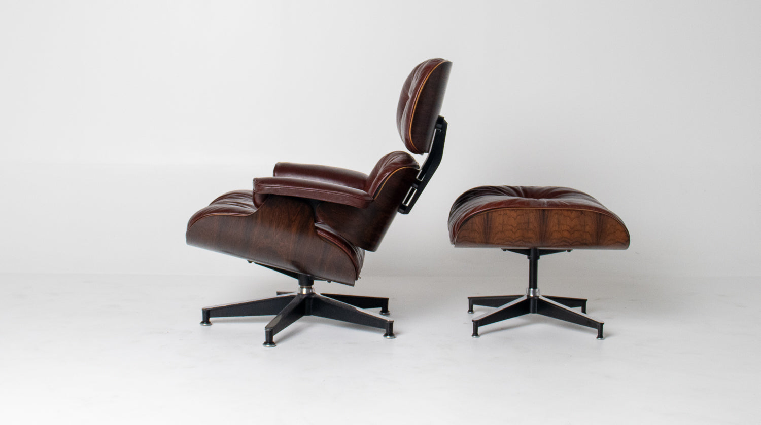 3rd Generation Eames Lounge Chair in Brazilian Rosewood and Oxblood Leather by Herman Miller
