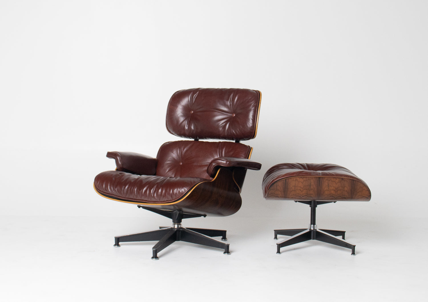 3rd Generation Eames Lounge Chair in Brazilian Rosewood and Oxblood Leather by Herman Miller