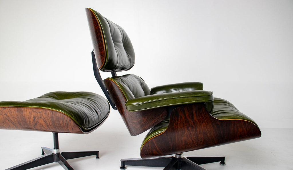 3rd Generation Eames Lounge Chair in Brazilian Rosewood and New Moss Green Leather by Herman Miller