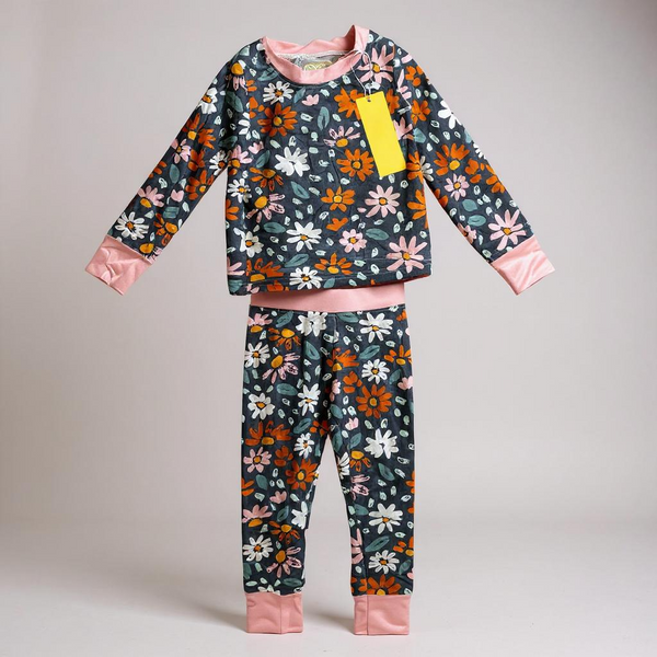 Navy wildflower bamboo pj set