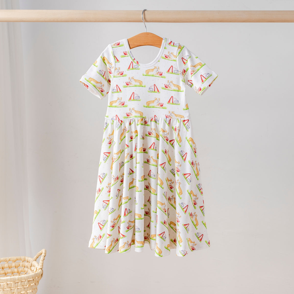 Tan Bulldog Mascot Mania Organic Cotton Dress for Kids