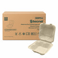 Bosnal - Sugarcane Bagasse Compostable 6inch Square Clamshell Containers - Case of 20 (500 Pcs)