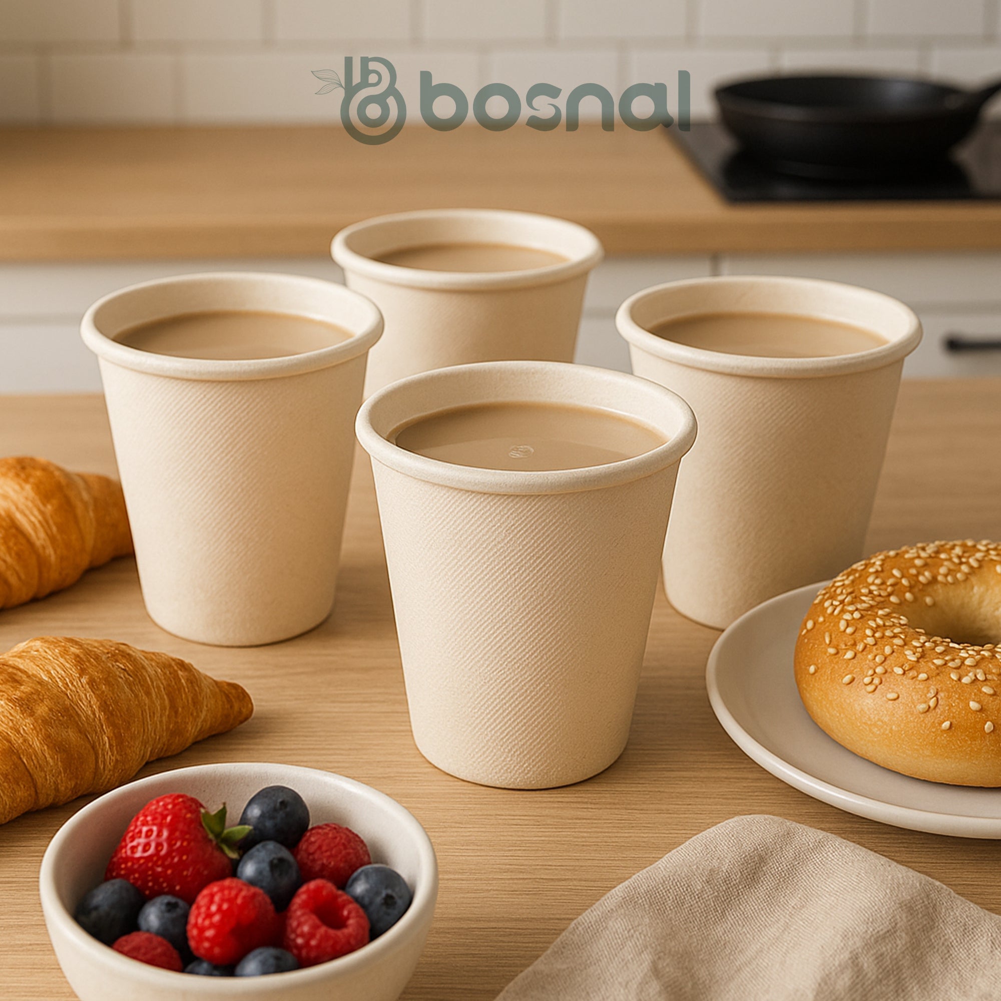 Bosnal - Sugarcane Bagasse Compostable 8 oz Cups – Case of 20 (500 Pcs)