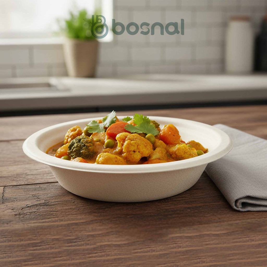Bosnal - Sugarcane Bagasse Compostable Bowls, 16 Oz, Round