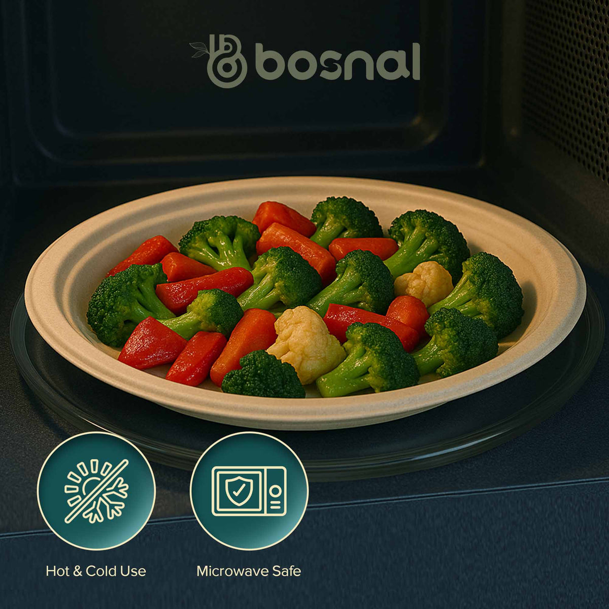 10 Inch Round Compostable Plates – 500 Pcs, 100% Sugarcane Bagasse, Eco-Friendly Disposable Plates for Hot & Cold Meals, Microwave Safe, BPA-Free, Sturdy