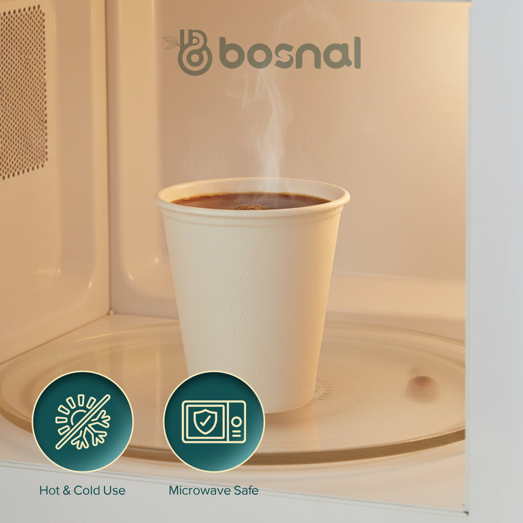 Bosnal - Sugarcane Bagasse Compostable 8 oz Cups – Case of 20 (500 Pcs)