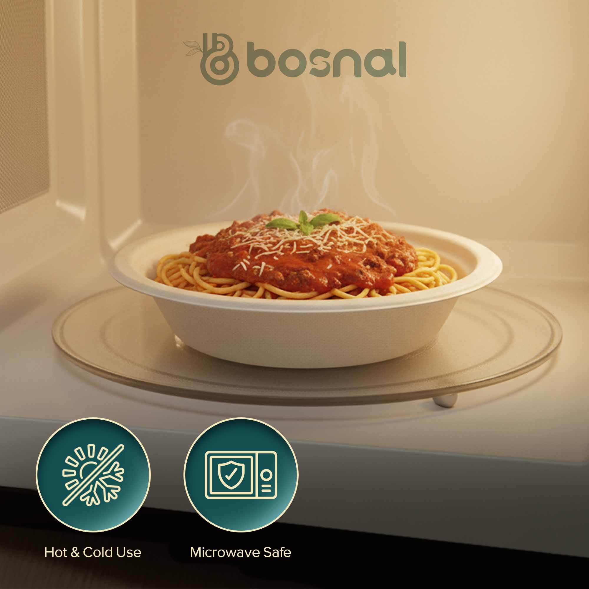 Bosnal - Sugarcane Bagasse Compostable 16 Oz Round Bowls - Case of 20 (500 Pcs)
