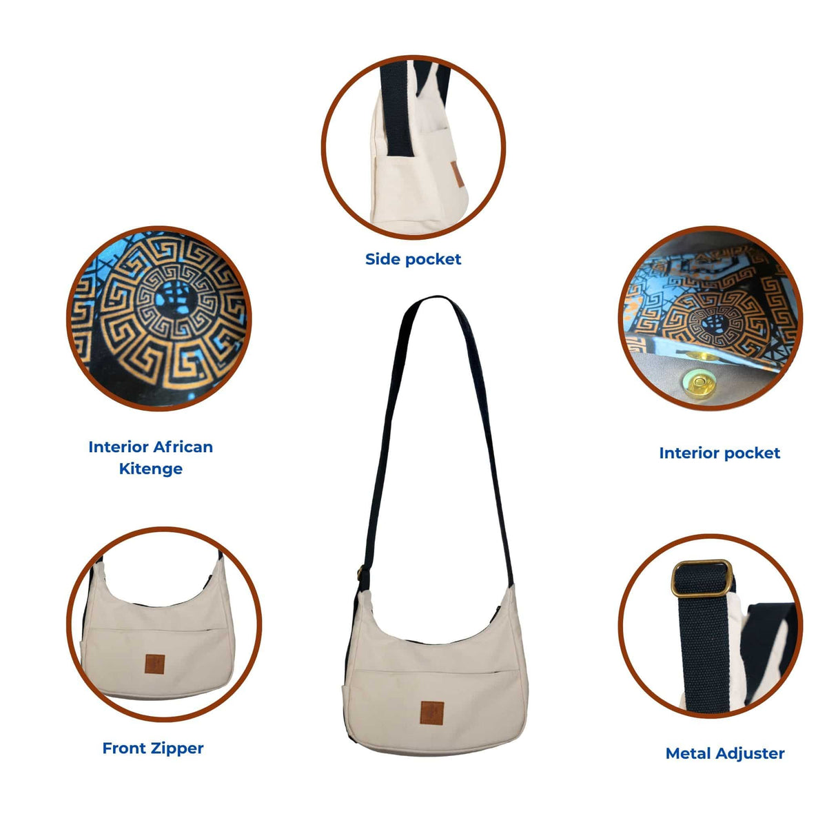 Crescent Canvas Crossbody Shoulder Bag for Women
