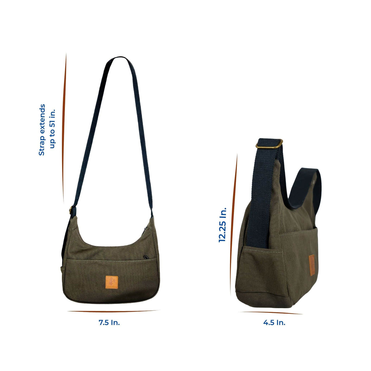 Crescent Canvas Crossbody Shoulder Bag for Women