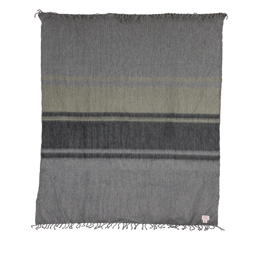 Handwoven Alpaca Throw Blanket | Storm Gray & Olive | Kallpa Collection