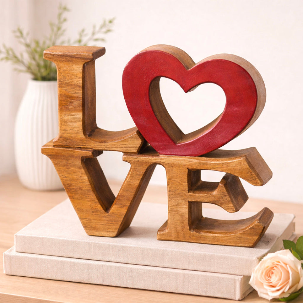 Elmija Enduring Love – Hand-Carved Wooden Sculpture, Handmade Decorative Home Art