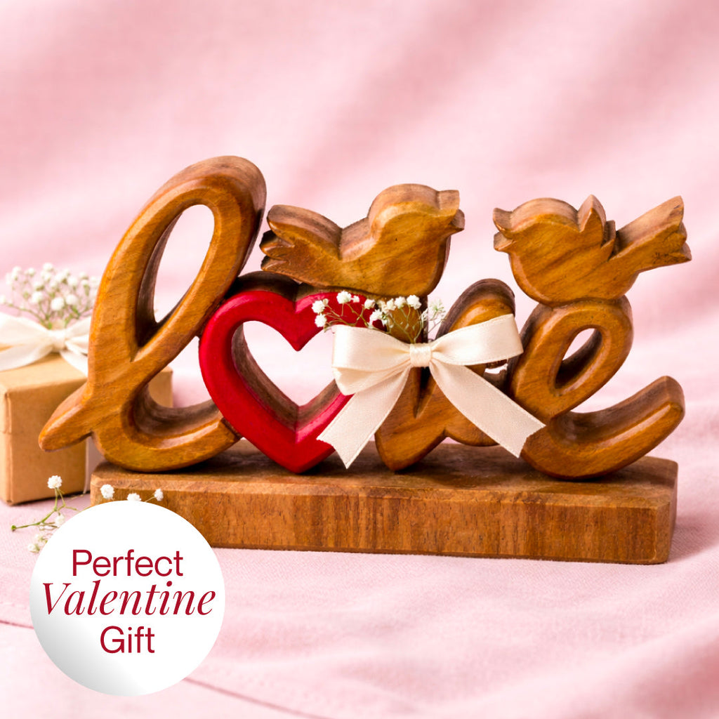 Amber Affection – Hand-Carved Wooden Sculpture, Handmade Decorative Home Art