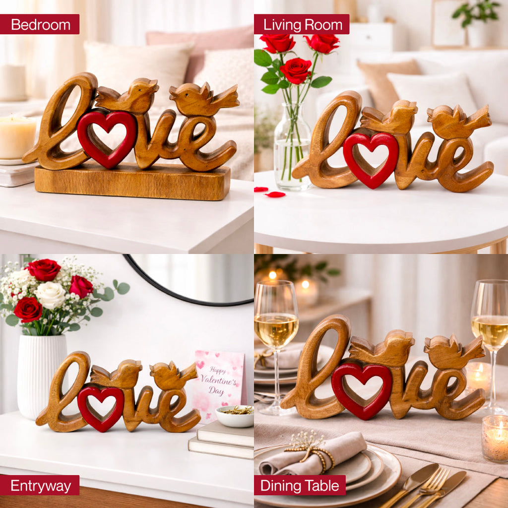 Amber Affection – Hand-Carved Wooden Sculpture, Handmade Decorative Home Art