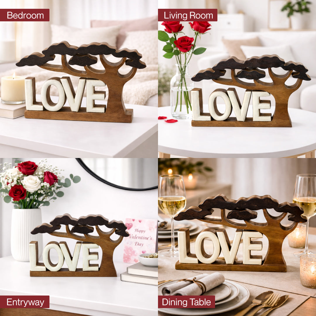 Elmija Enduring Love – Hand Carved Wooden Sculpture, Handmade Decorative Home Art