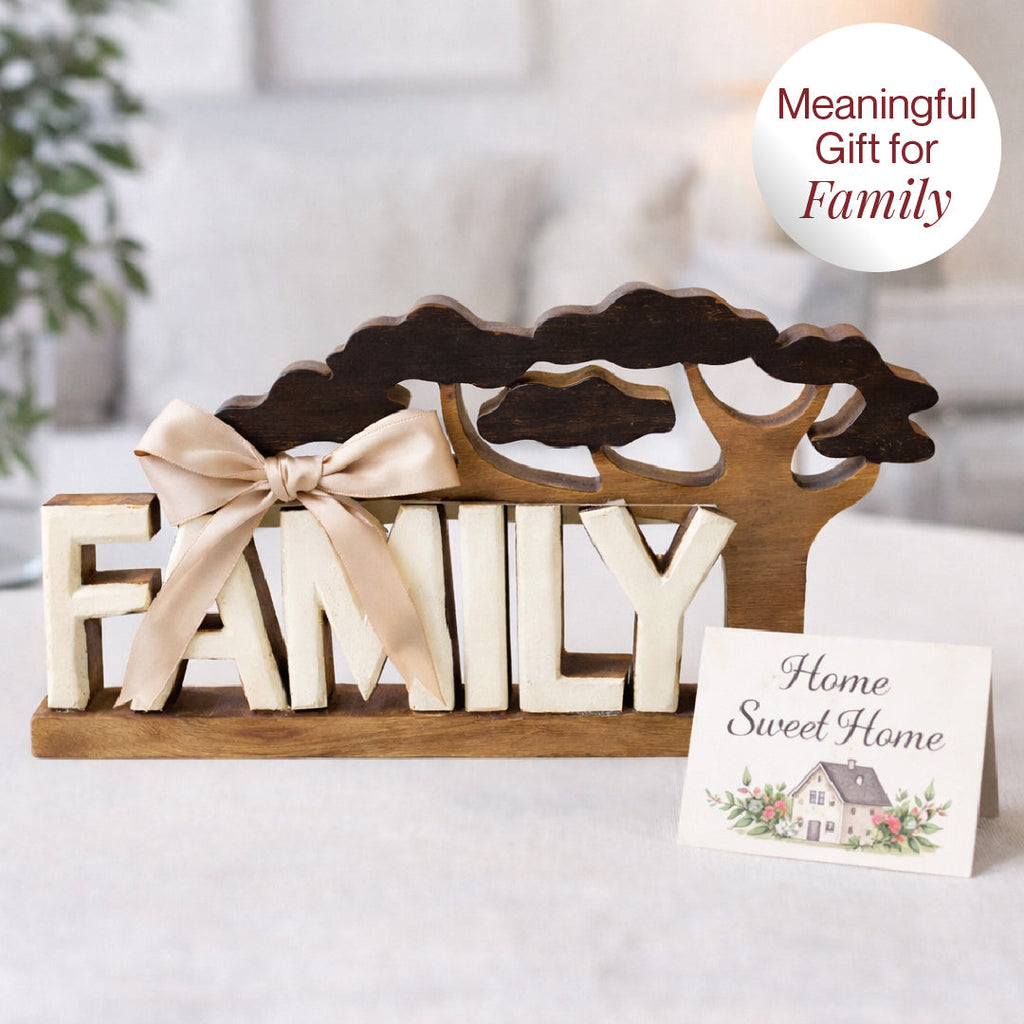 Forever Family – Hand Carved Wooden Sculpture, Handmade Decorative Home Art