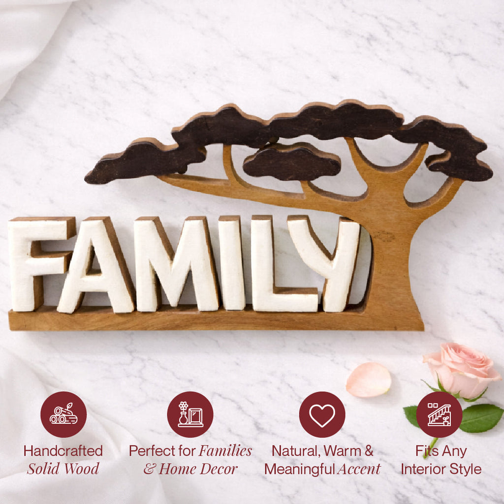 Forever Family – Hand Carved Wooden Sculpture, Handmade Decorative Home Art