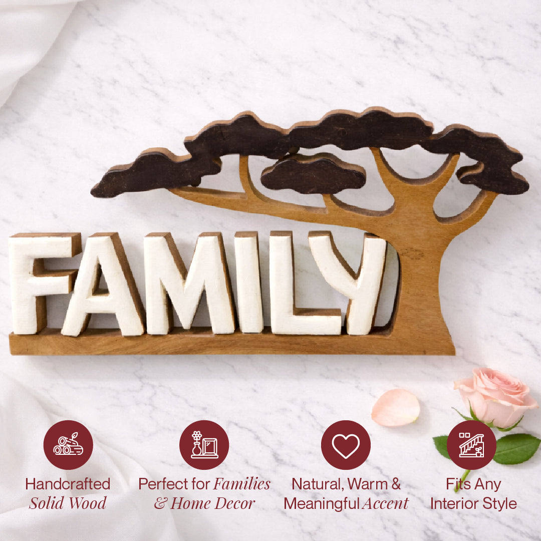 Forever Family – Hand Carved Wooden Sculpture, Handmade Decorative Home Art