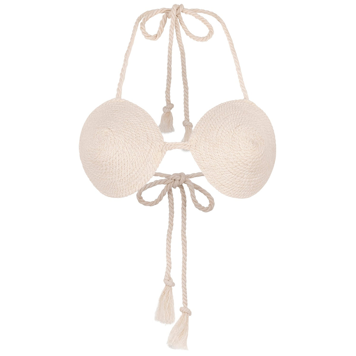 The Leia Cotton Rope Bikini Top In Off-white