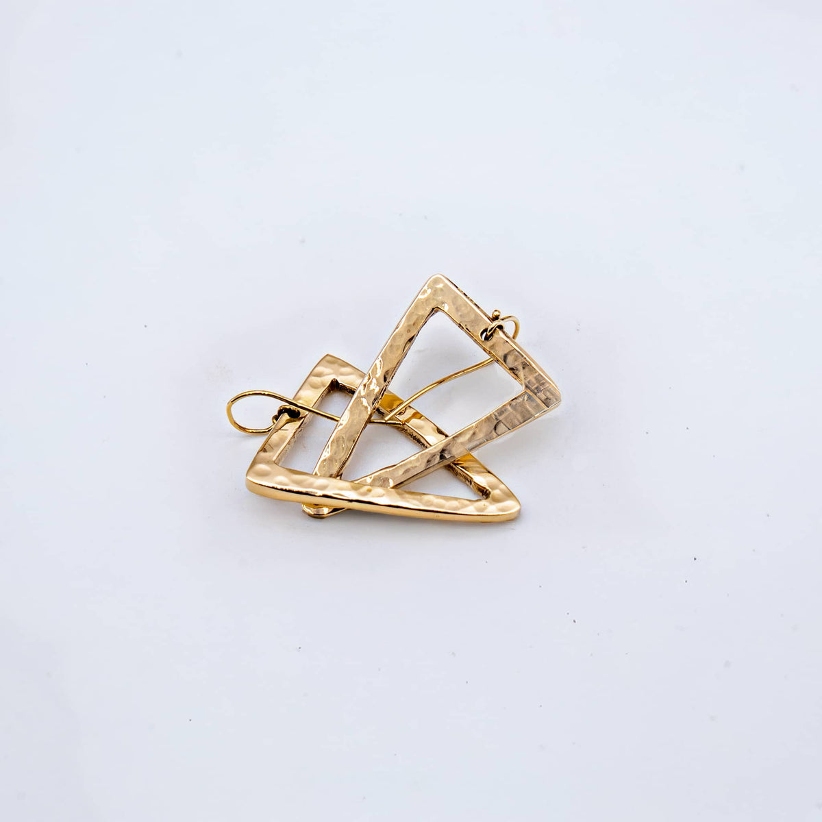 Hammered Open Triangle Brass Hoop Earrings | Lani
