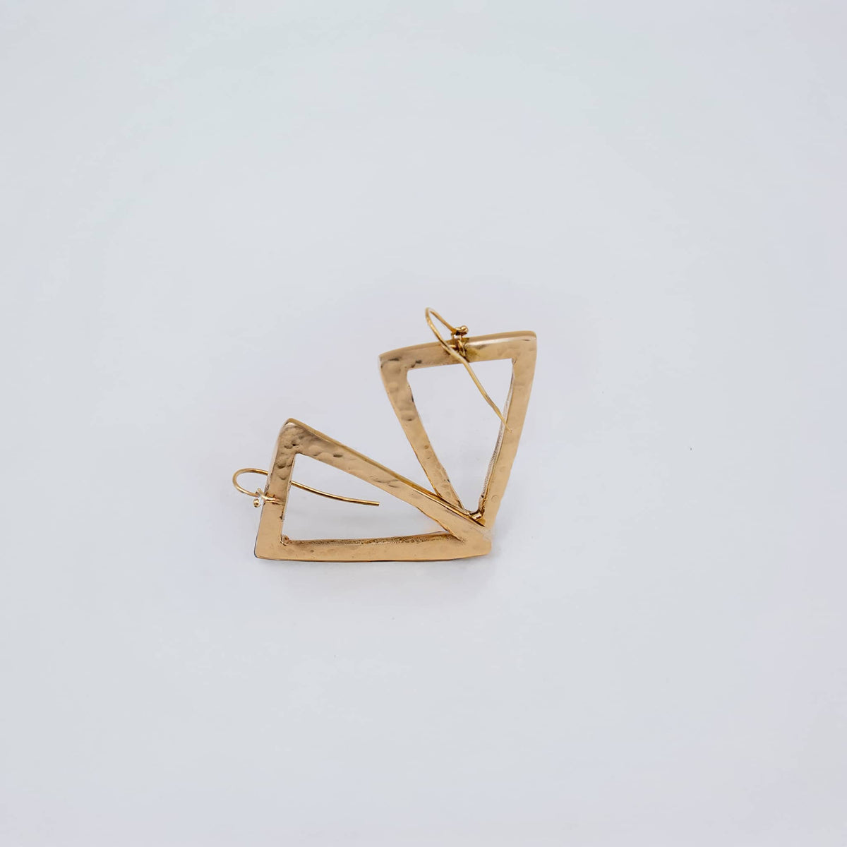 Hammered Open Triangle Brass Hoop Earrings | Lani