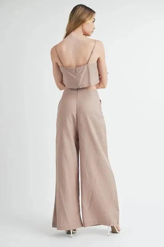 Linen Crop Cami Wide Leg Pants Set | Boho Vibe Essentials