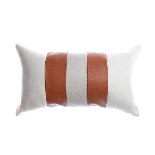Leather Stripes Lumbar Pillow
