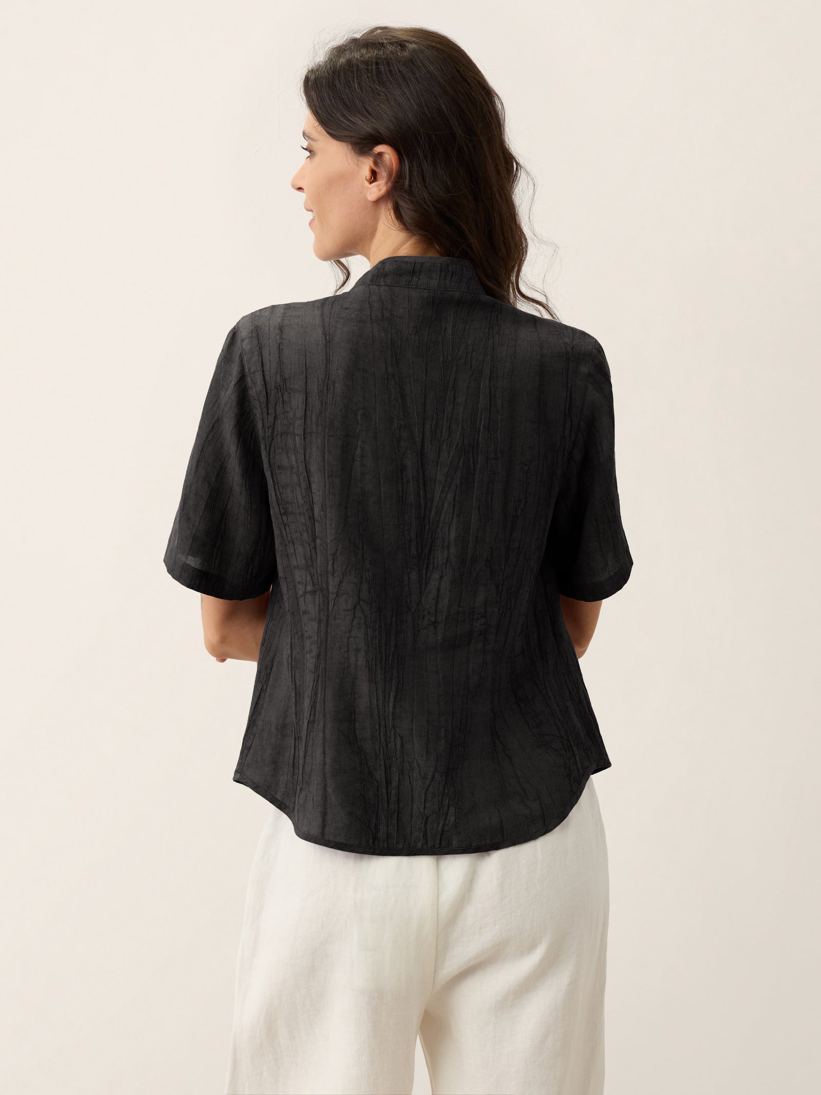 Lyocell Textured Stand Collar Shirt Jacket PHILIPPA