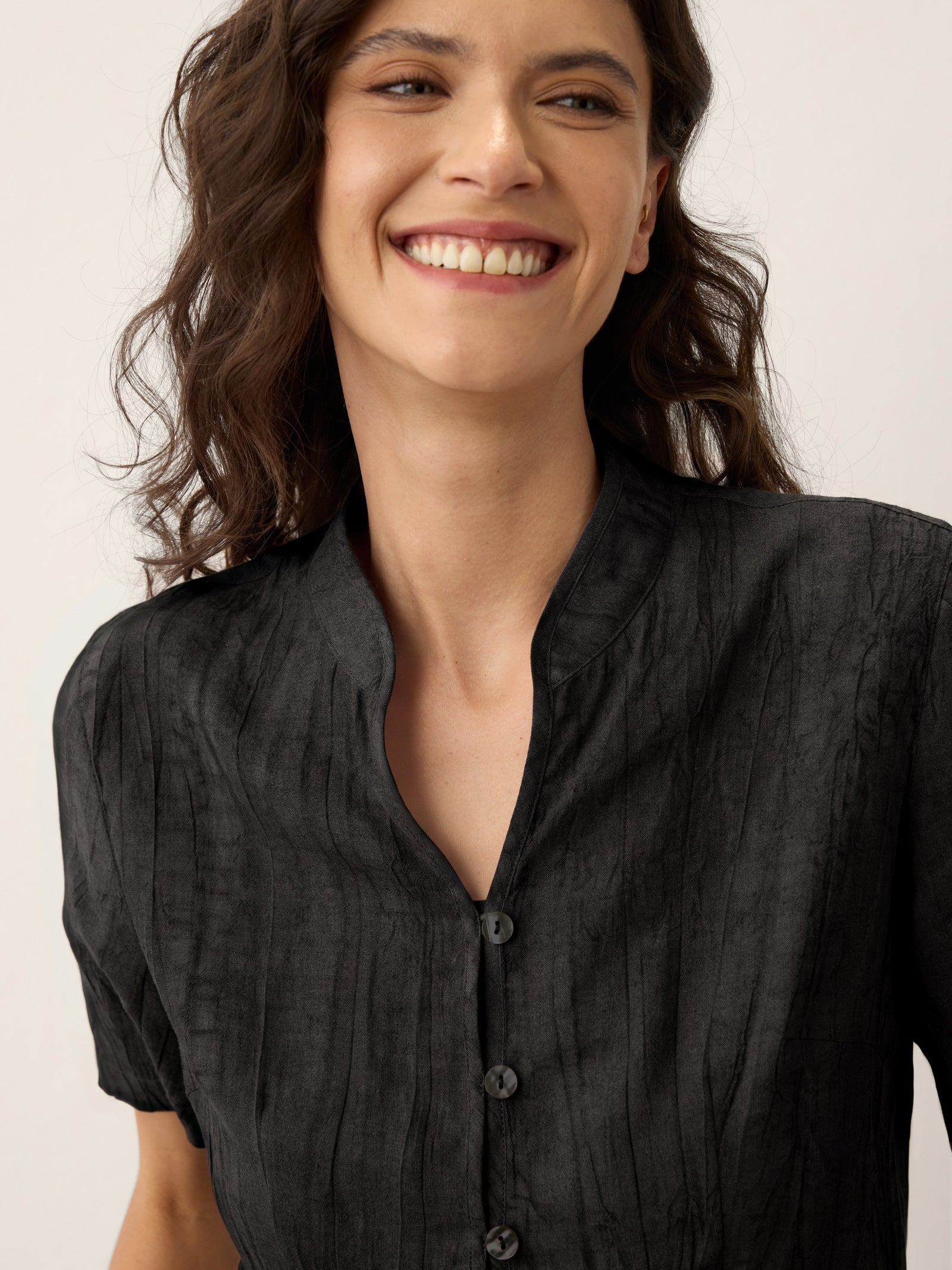 Lyocell Textured Stand Collar Shirt Jacket PHILIPPA
