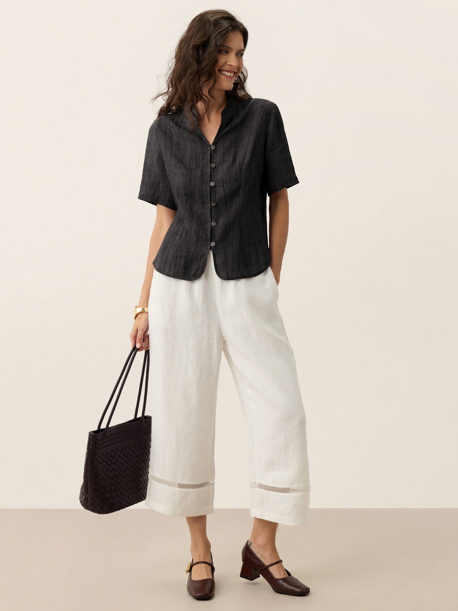 Lyocell Textured Stand Collar Shirt Jacket PHILIPPA