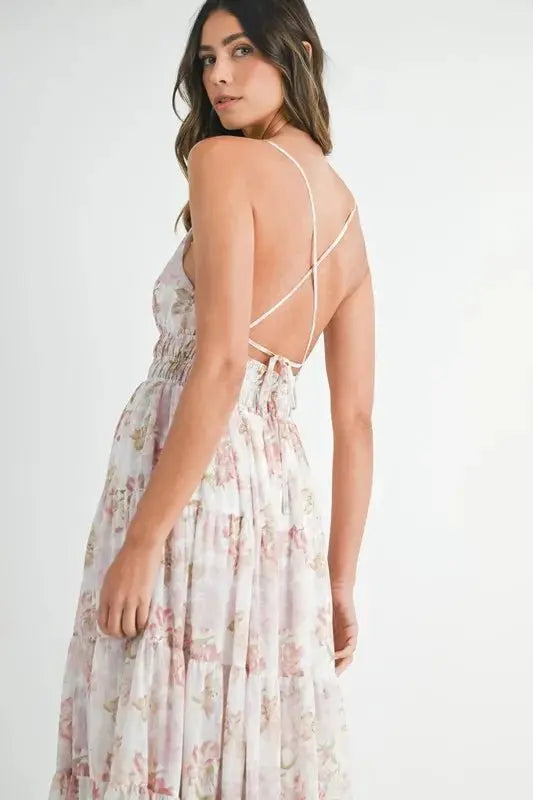 Floral Print Tiered Cami Maxi Dress