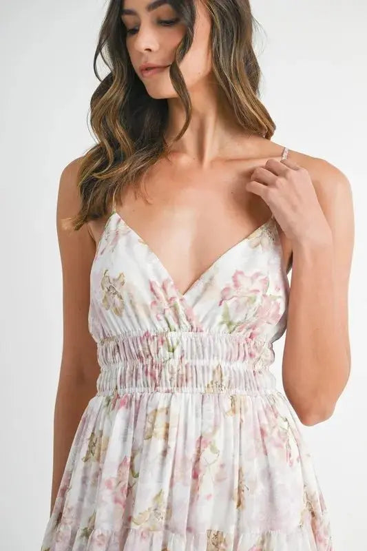 Floral Print Tiered Cami Maxi Dress