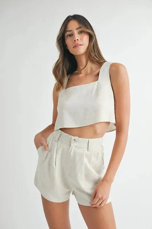 Sleeveless Crop Top & Matching Shorts Set